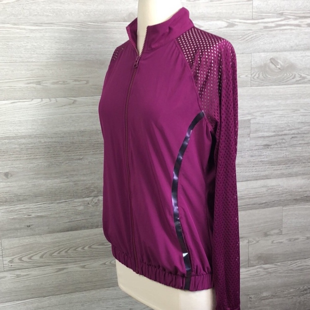 Z by Zella Athletic Full Zip Jacket Fuschia Medium Mesh Lightweight Pink - Picture 2 of 9